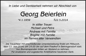 Traueranzeige von Georg Beierlein von Pegnitz-Zeitung